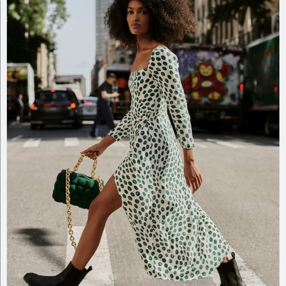 Reformation Hilda Dress in Tapioca